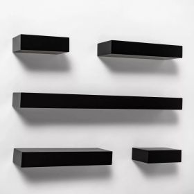 5pc Modern Wall Shelf Set (Color: Black)